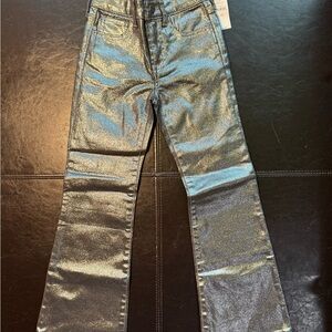NWT Gap Kids slim 70’s Flare High Rise size 7 metallic Silver jeans.